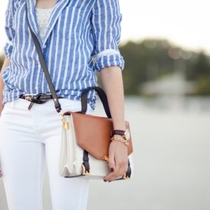 J Crew Boy Shirt in Blue and White Stripe